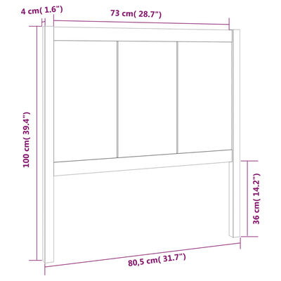 vidaXL Čelo postele černé 80,5 x 4 x 100 cm masivní borovice