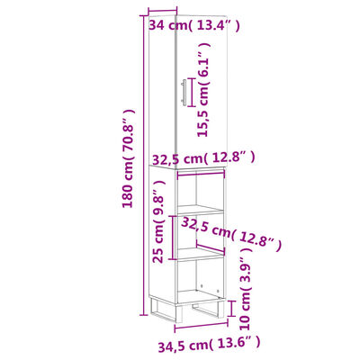 vidaXL Skříň highboard bílá s vysokým leskem 34,5x34x180 cm kompozit