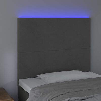 vidaXL Čelo postele s LED tmavě šedé 100x5x118/128 cm samet