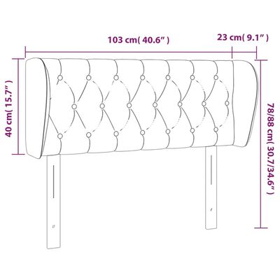 vidaXL Čelo postele typu ušák tmavě šedé 103x23x78/88 cm samet