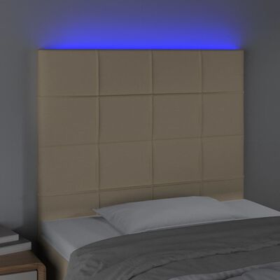 vidaXL Čelo postele s LED krémové 100x5x118/128 cm textil