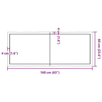 vidaXL Stolní deska hnědá 160x60x(2-6)cm ošetřený dřevo živá hrana