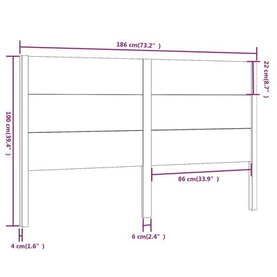 vidaXL Čelo postele 186 x 4 x 100 cm masivní borovice