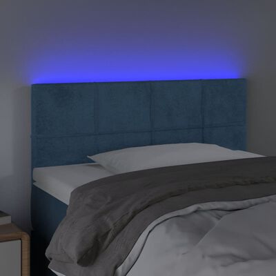 vidaXL Čelo postele s LED tmavě modré 80 x 5 x 78/88 cm samet