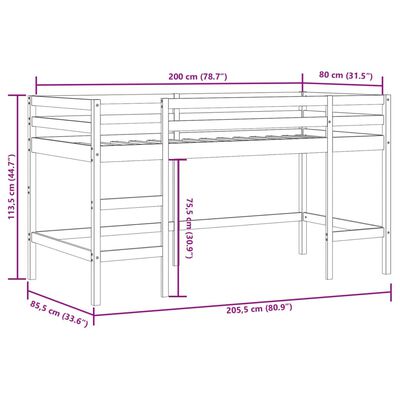 vidaXL Dětská patrová postel s tunelem modrá 80x200 cm masiv borovice