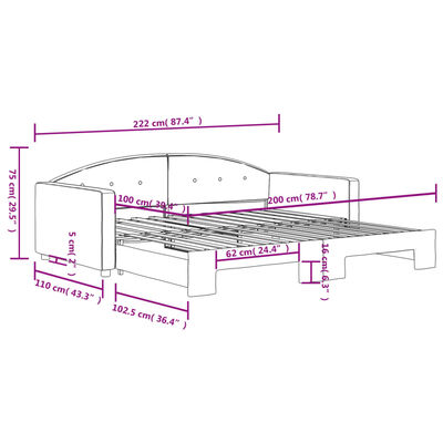 vidaXL Válenda s přistýlkou světle šedá 100 x 200 cm samet