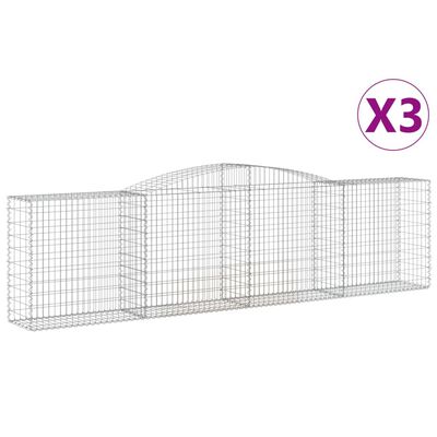 vidaXL Klenuté gabionové koše 3 ks 400x50x100/120cm pozinkované železo