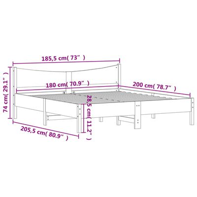 vidaXL Postel bez matrace voskově hnědá 180 x 200 cm masivní borovice