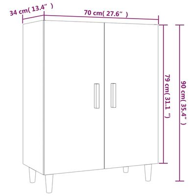 vidaXL Příborník bílý s vysokým leskem 70x34x90 cm kompozitní dřevo