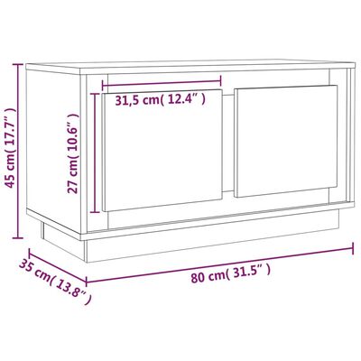 vidaXL TV skříňka bílá s vysokým leskem 80x35x45 cm kompozitní dřevo