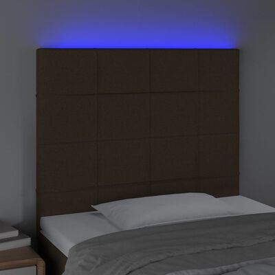 vidaXL Čelo postele s LED tmavě hnědé 90x5x118/128 cm textil