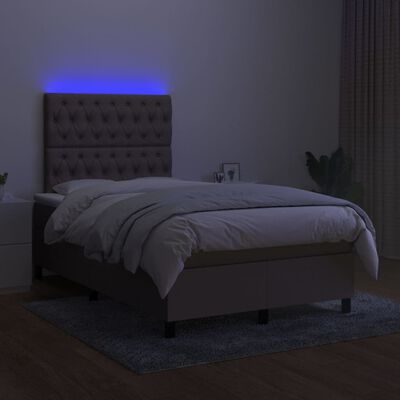 vidaXL Box spring postel s matrací a LED taupe 120 x 200 cm textil