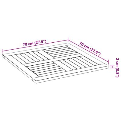 vidaXL Stolní deska 70 x 70 x 2 cm čtvercová masivní akáciové dřevo