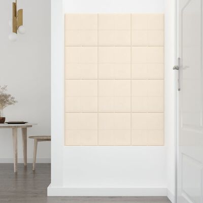 vidaXL Nástěnné panely 12 ks krémové 30 x 30 cm samet 1,08 m²