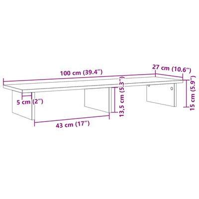 vidaXL Stojan na monitor dub sonoma 100 x 27 x 15 cm kompozitní dřevo