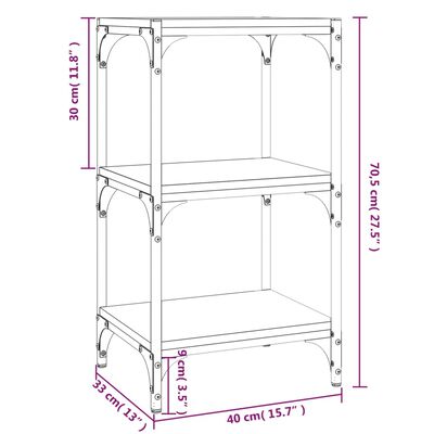 vidaXL Knihovna kouřový dub 40x33x70,5 cm kompozitní dřevo a ocel