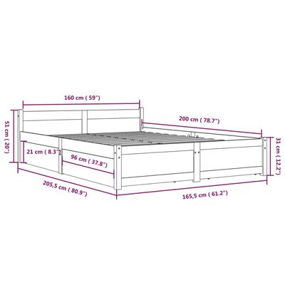 vidaXL Rám postele se zásuvkami 160 x 200 cm