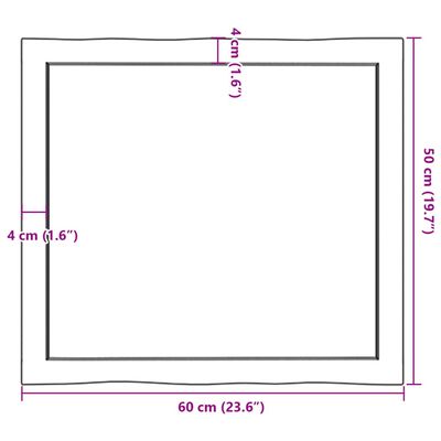 vidaXL Stolní deska tmavě hnědá 60x50x(2-4)cm ošetřený dub živá hrana