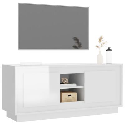 vidaXL TV skříňka bílá s vysokým leskem 102x35x45 cm kompozitní dřevo