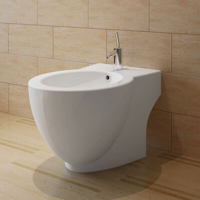 vidaXL Kulatý bidet volně stojící, bílý, vysoce kvalitní keramika