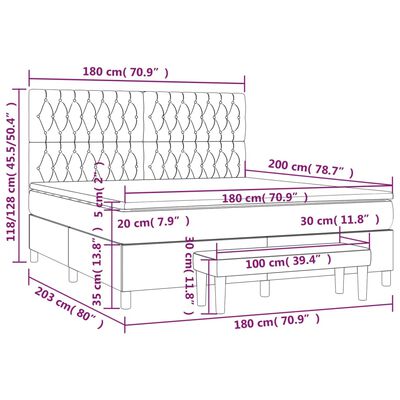 vidaXL Box spring postel s matrací tmavě hnědá 180x200 cm textil