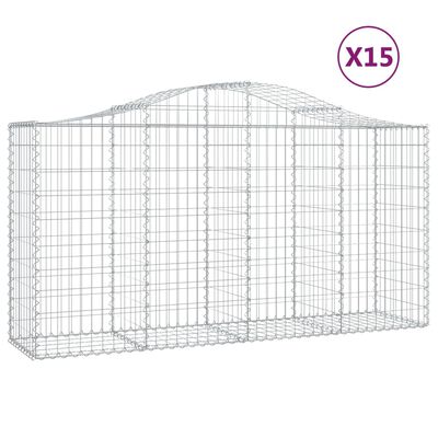 vidaXL Klenuté gabionové koše 15ks 200x50x100/120cm pozinkované železo