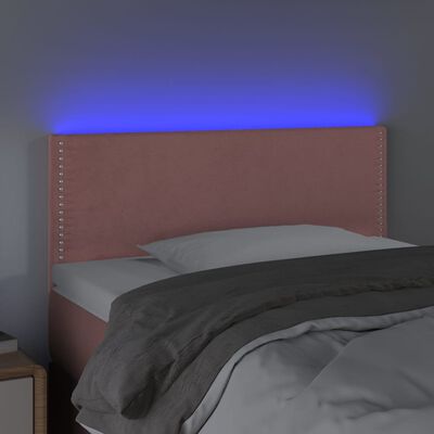 vidaXL Čelo postele s LED růžové 80 x 5 x 78/88 cm samet