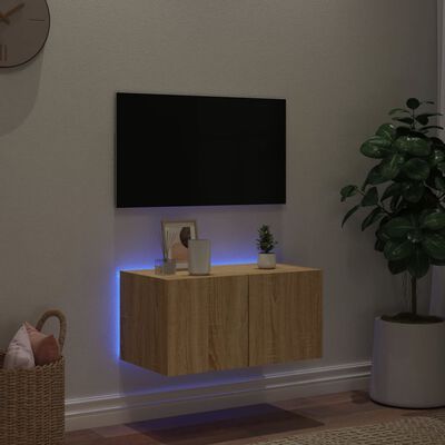 vidaXL Nástěnná TV skříňka s LED osvětlením dub sonoma 60 x 35 x 31 cm