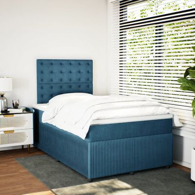 vidaXL Box spring postel s matrací tmavě modrá 120x190 cm samet