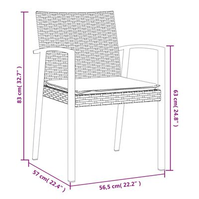 vidaXL Zahradní židle s poduškami 4 ks černé 56,5x57x83 cm polyratan