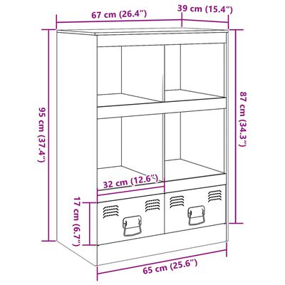 vidaXL Highboard bílý 67 x 39 x 95 cm ocel