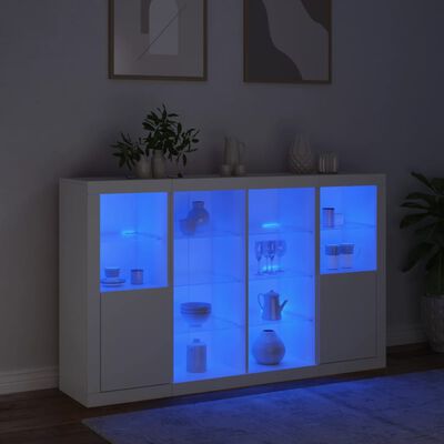 vidaXL Příborníky s LED osvětlením 3 ks bílé kompozitní dřevo