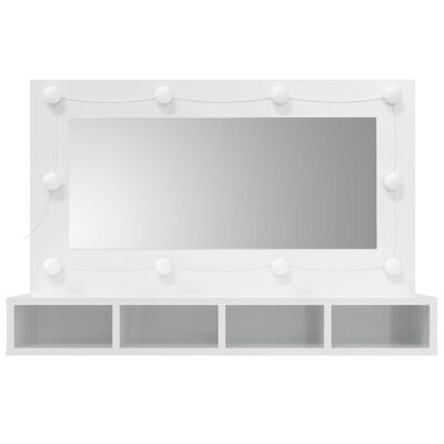 vidaXL Zrcadlová skříňka s LED bílá s vysokým leskem 90x31,5x62 cm