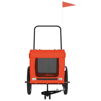 vidaXL Vozík za kolo pro psa oranžový a černý oxfordská tkanina/železo