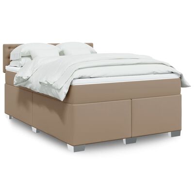 vidaXL Box spring postel s matrací cappuccino 140x200 cm umělá kůže