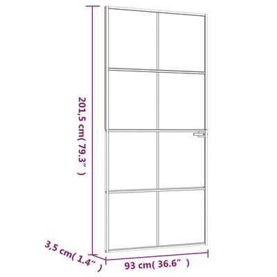 vidaXL Interiérové dveře bílé 93x201,5 cm tvrzené sklo a hliník úzké