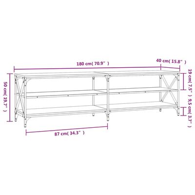 vidaXL TV skříňka šedá sonoma 180 x 40 x 50 cm kompozitní dřevo