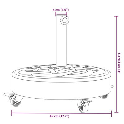 vidaXL Stojan na slunečník s kolečky pro tyč Ø 38/48 mm 27 kg kruhový