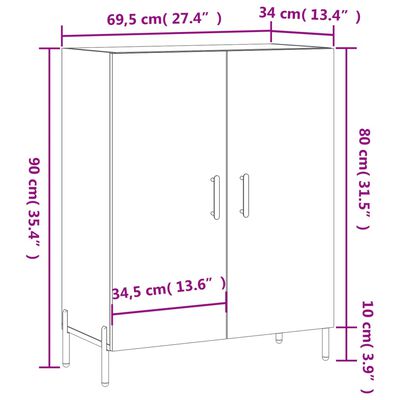 vidaXL Příborník bílý s vysokým leskem 69,5x34x90 cm kompozitní dřevo