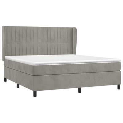 vidaXL Box spring postel s matrací světle šedá 180x200 cm samet