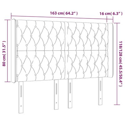 vidaXL Čelo postele s LED taupe 163 x 16 x 118/128 cm textil