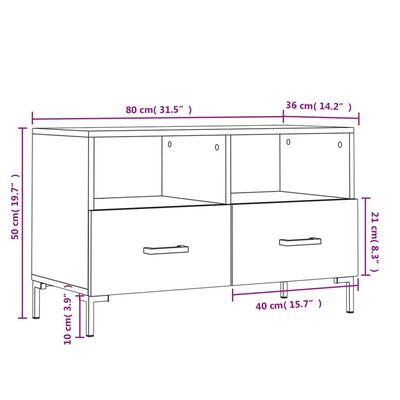 vidaXL TV skříňka kouřový dub 80 x 36 x 50 cm kompozitní dřevo