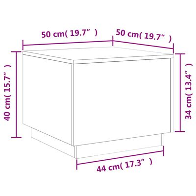 vidaXL Konferenční stolek s LED osvětlením hnědý dub 50 x 50 x 40 cm