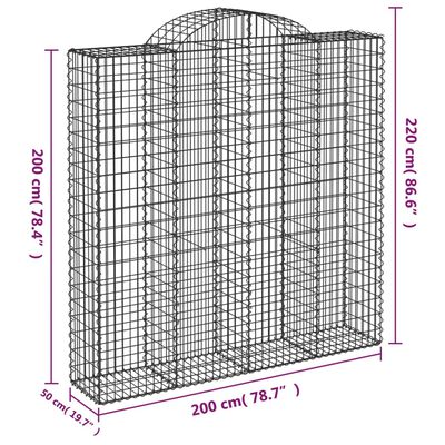 vidaXL Klenuté gabionové koše 10ks 200x50x200/220cm pozinkované železo