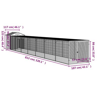 vidaXL Kurník s výběhem antracitový 117x813x123 cm pozinkovaná ocel