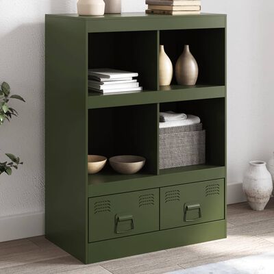 vidaXL Highboard olivově zelený 67 x 39 x 95 cm ocel