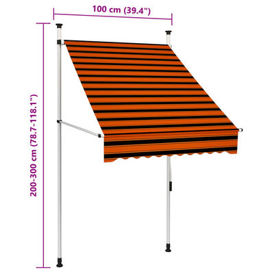 vidaXL Ručně zatahovací markýza 250 cm oranžovo-hnědá