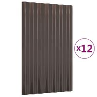 vidaXL Střešní panely 12 ks práškově lakovaná ocel hnědé 60 x 36 cm