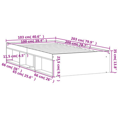 vidaXL Rám postele bílý 100 x 200 cm