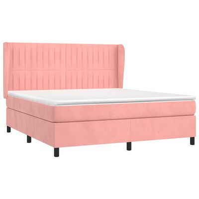 vidaXL Box spring postel s matrací růžová 160x200 cm samet